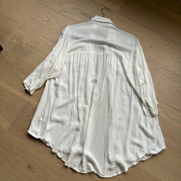 White button down long lounge shirt - Picture 3 of 10